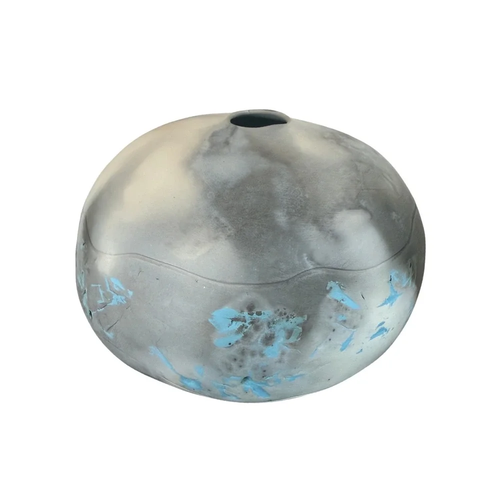 Original Will‎ Johnson Signed Navajo Pottery Vase Gray Blue 7